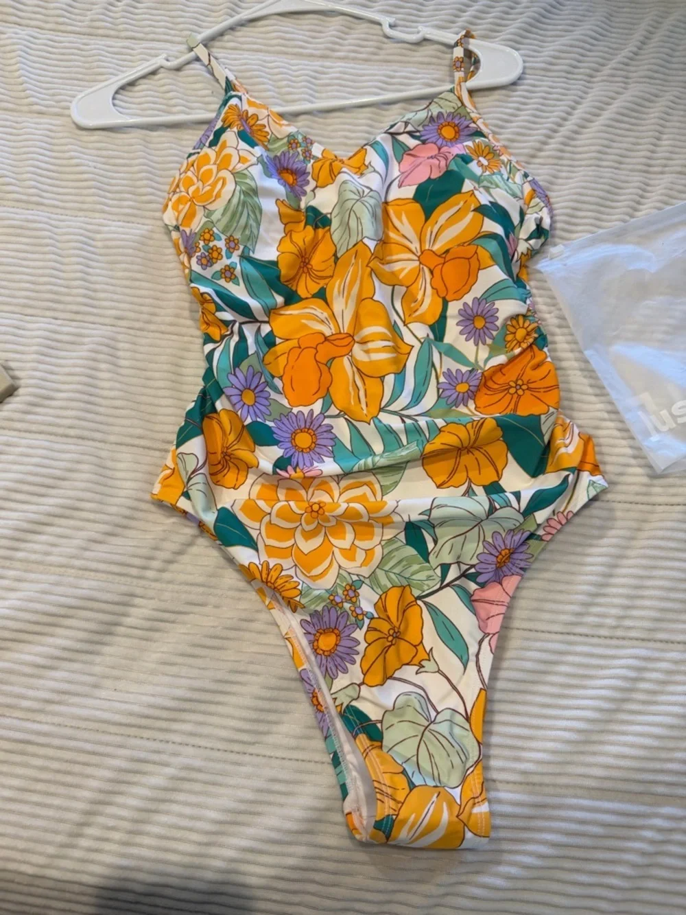 NWT Cupshe Floral One-Piece Swimsuit in Orange, Pink & Green